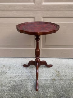Vintage Georgian Embossed Red Leather Top Mahogany Side Table