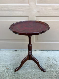 Vintage Georgian Embossed Red Leather Top Mahogany Side Table