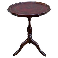 Vintage Georgian Embossed Red Leather Top Mahogany Side Table