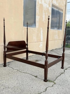 Antikes Queen-Size-Himmelbett aus Mahagoni im georgianischen Federal-Stil mit Reismotiv-Schnitzereien