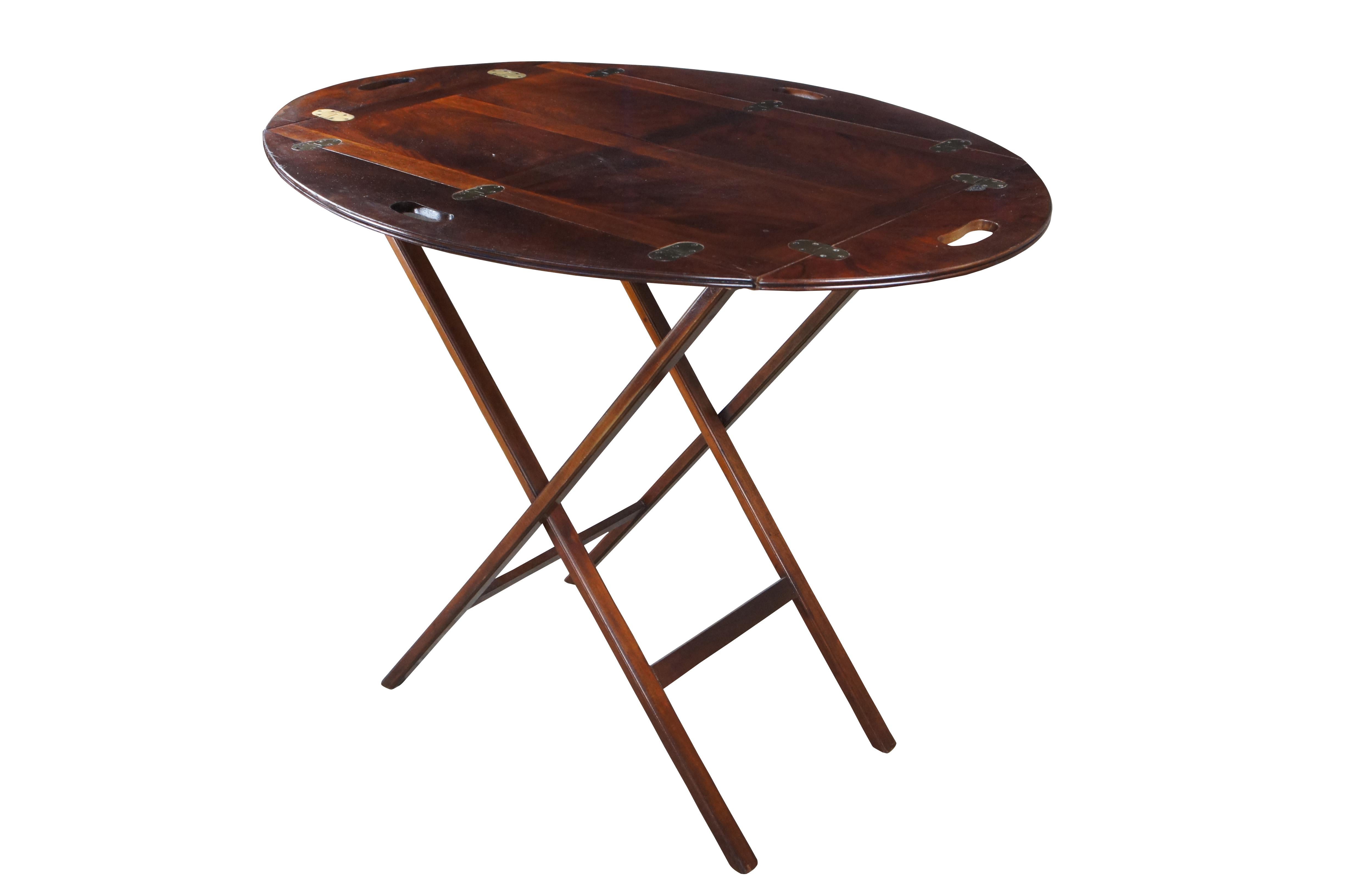 Campagne Vintage Georgian Mahogany Campaigner Style Butlers Folding Tray Table Dry Bar en vente