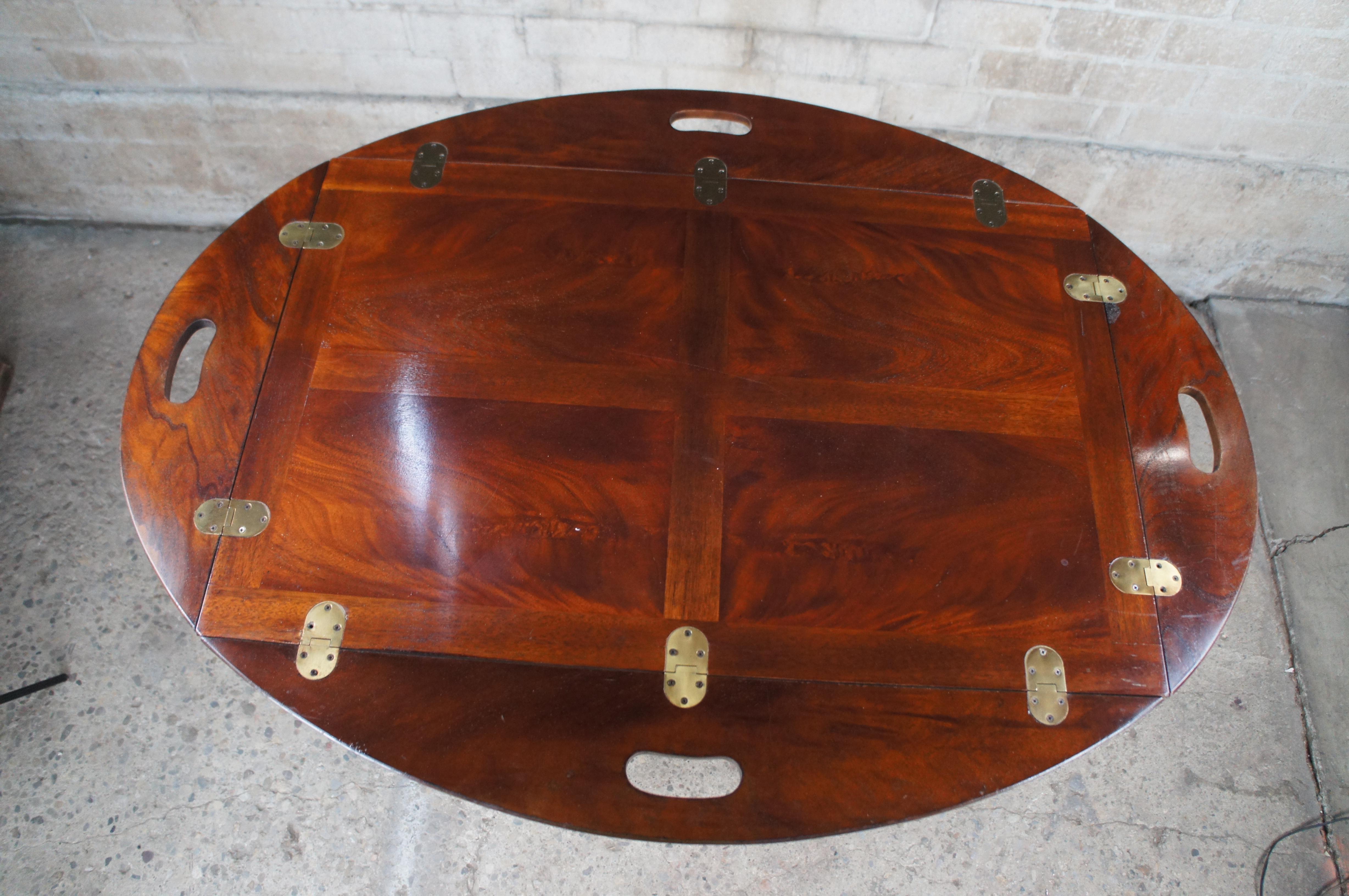 Vintage Georgian Mahogany Campaigner Style Butlers Folding Tray Table Dry Bar Bon état - En vente à Dayton, OH