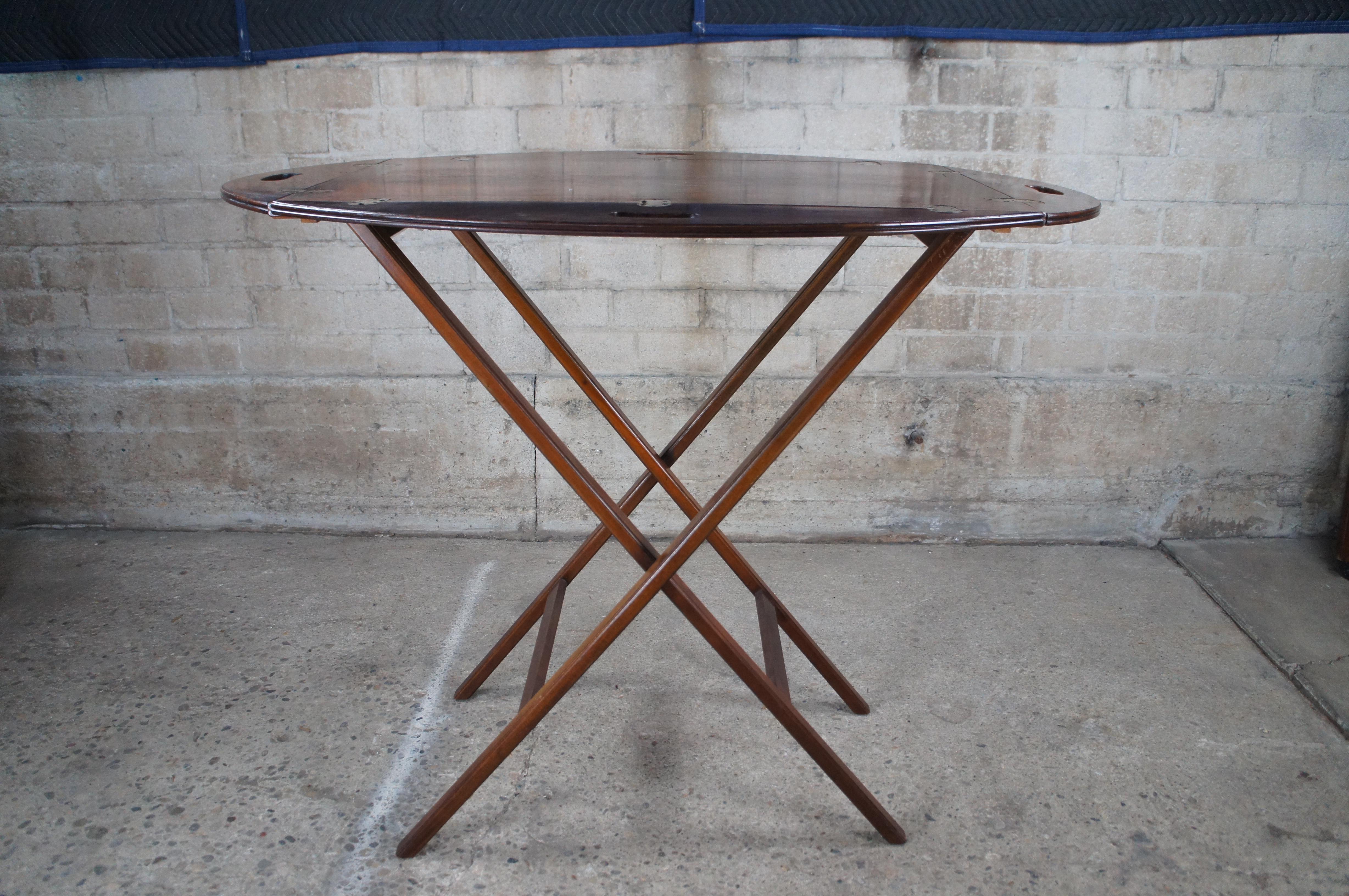 Acajou Vintage Georgian Mahogany Campaigner Style Butlers Folding Tray Table Dry Bar en vente