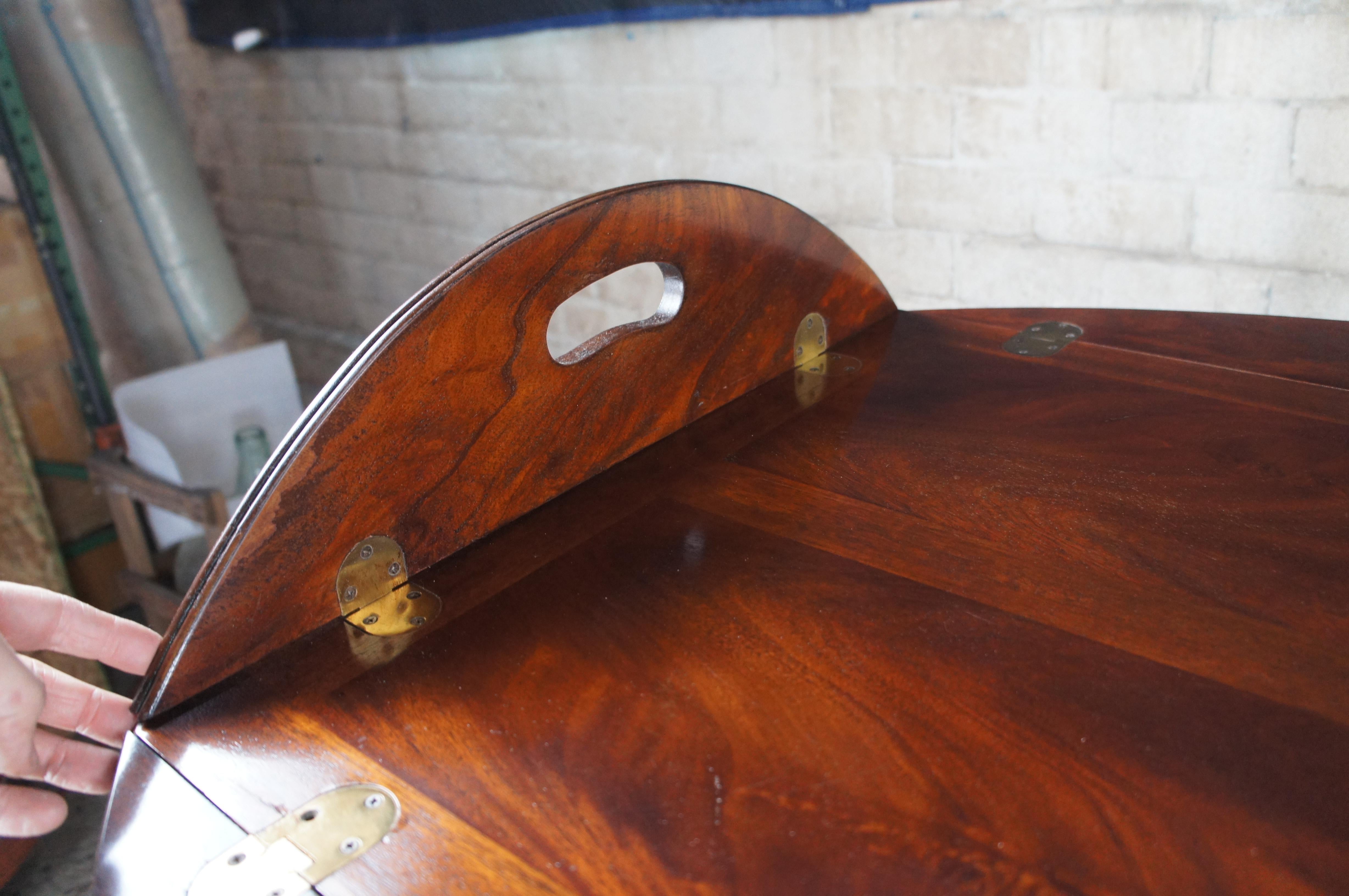 Vintage Georgian Mahogany Campaign Style Butlers Folding Tray Table Dry Bar For Sale 3