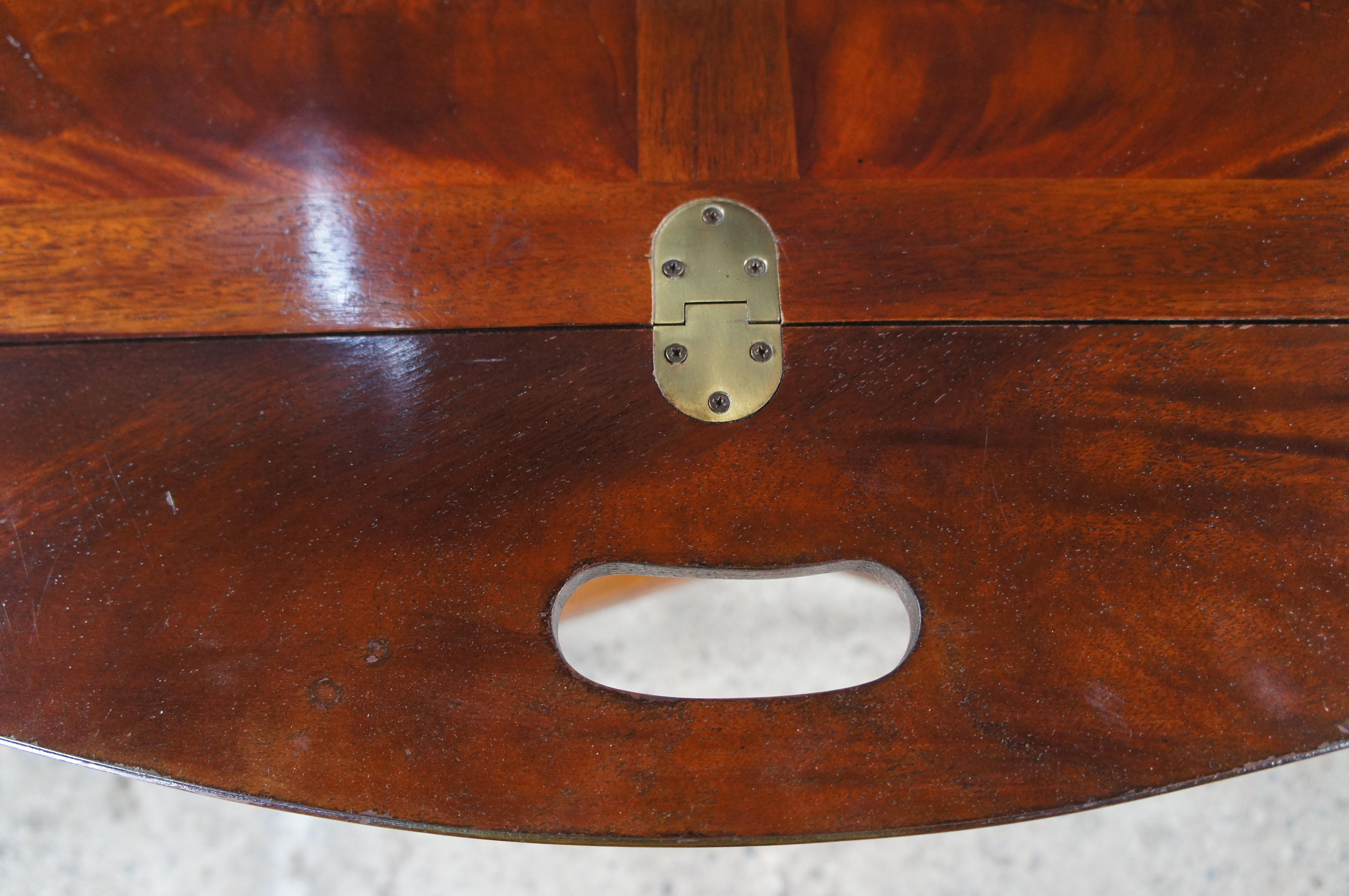 Vintage Georgian Mahogany Campaigner Style Butlers Folding Tray Table Dry Bar en vente 2