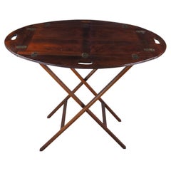 Vintage Georgian Mahogany Campaigner Style Butlers Folding Tray Table Dry Bar