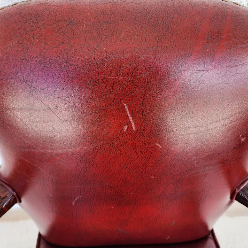 Vintage Georgian Mahogany Carved Eagle Leather Armchair For Sale 14