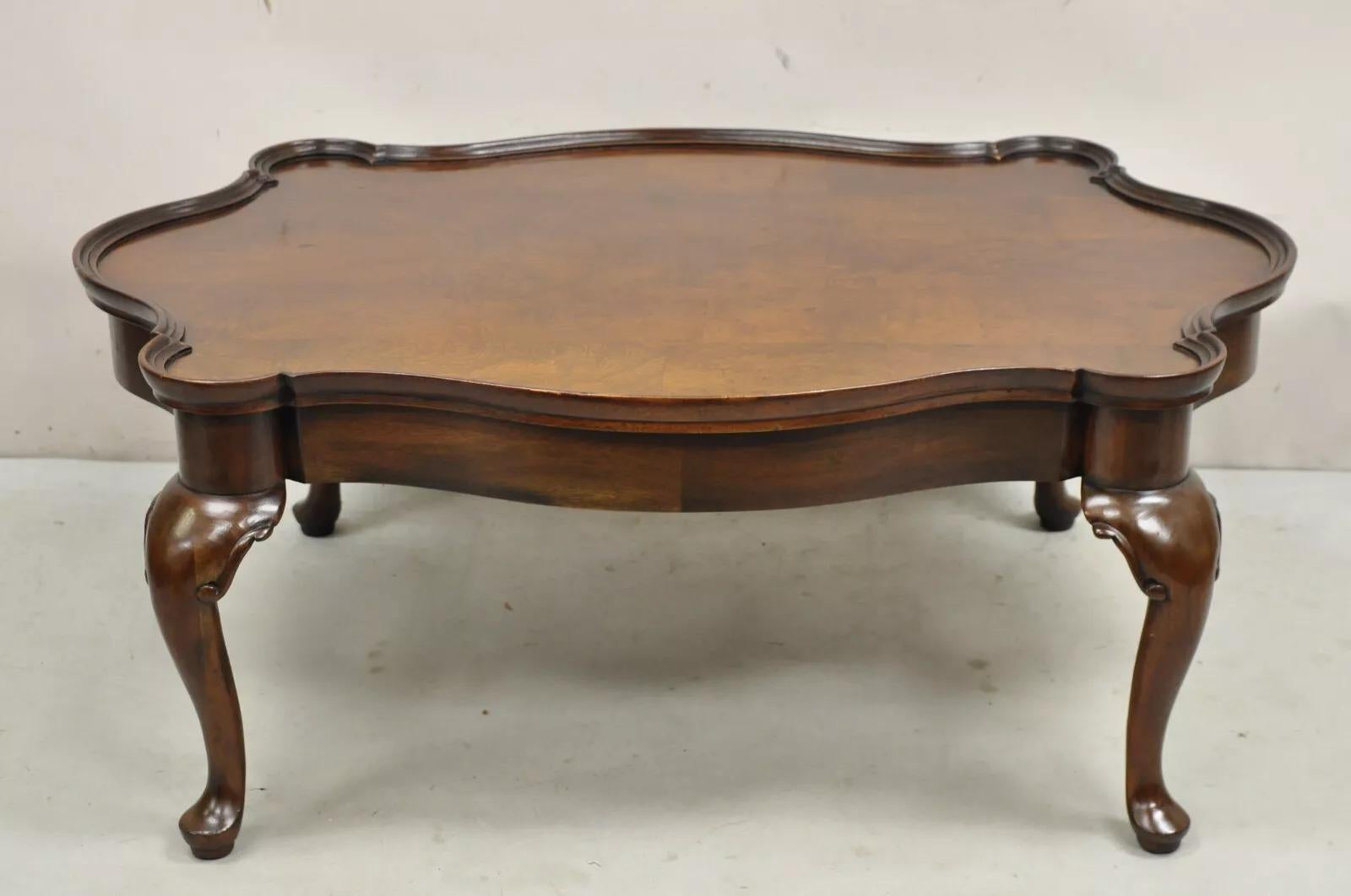 Vintage Georgian Regency Style Mahogany & Burlwood Turtle Top Coffee Table 4