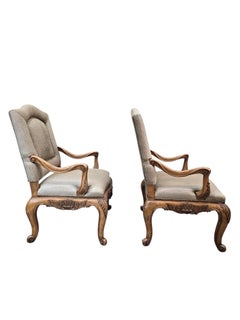 Vintage Georgian Revival Style Carved Wood Armchairs by Plunkett Furniture - 2