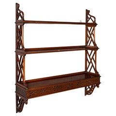 Vintage Georgian Revival Whatnot, English, Mounted Shelves, Late 20th Century