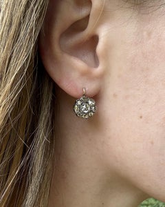Vintage-Ohrhänger mit Diamanten im georgianischen Rosenschliff, 14-karätiges Roségold
