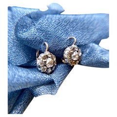 Vintage-Ohrhänger mit Diamanten im georgianischen Rosenschliff, 14-karätiges Roségold