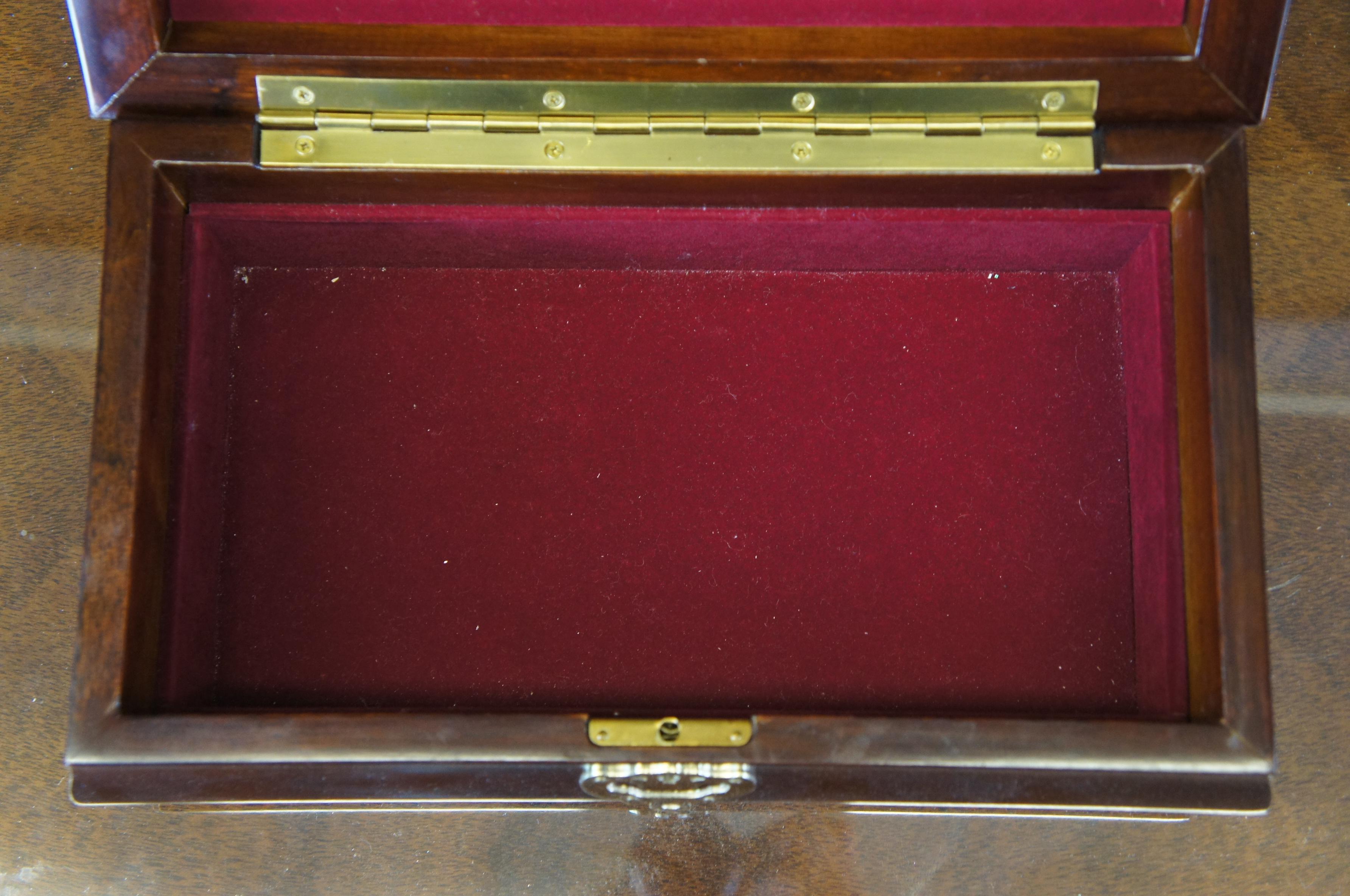 Vintage Georgian Style Mahogany Bombe Form Jewelry Box Casket Keepsake Colonial 1