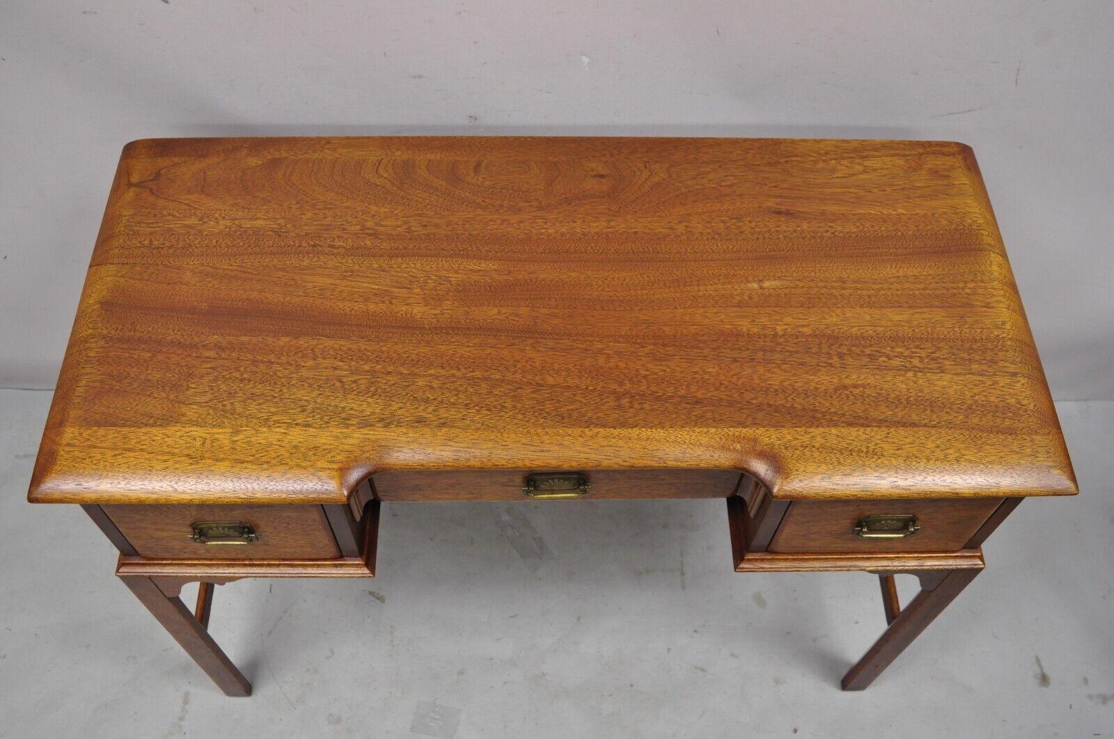 Vintage Georgian Style Solid Mahogany Vanity Table Desk W/ Vanity Bench 2 Pc Set 1
