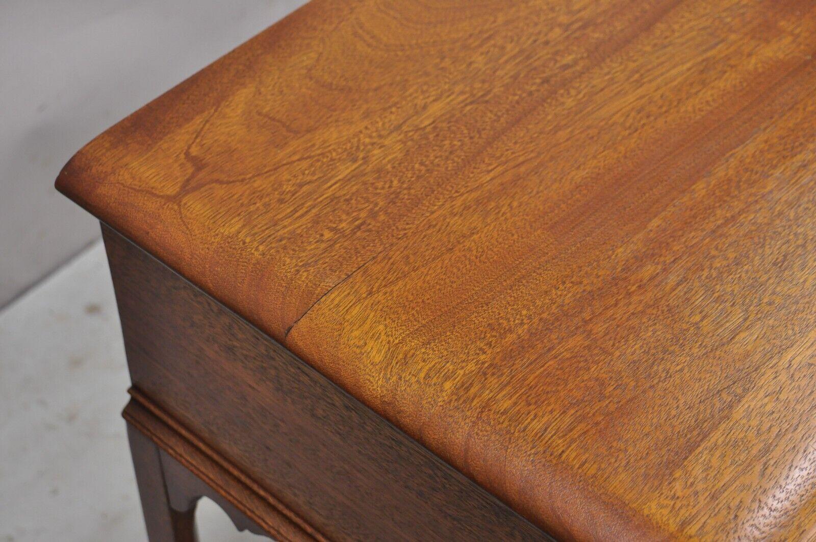 Vintage Georgian Style Solid Mahogany Vanity Table Desk W/ Vanity Bench 2 Pc Set 4
