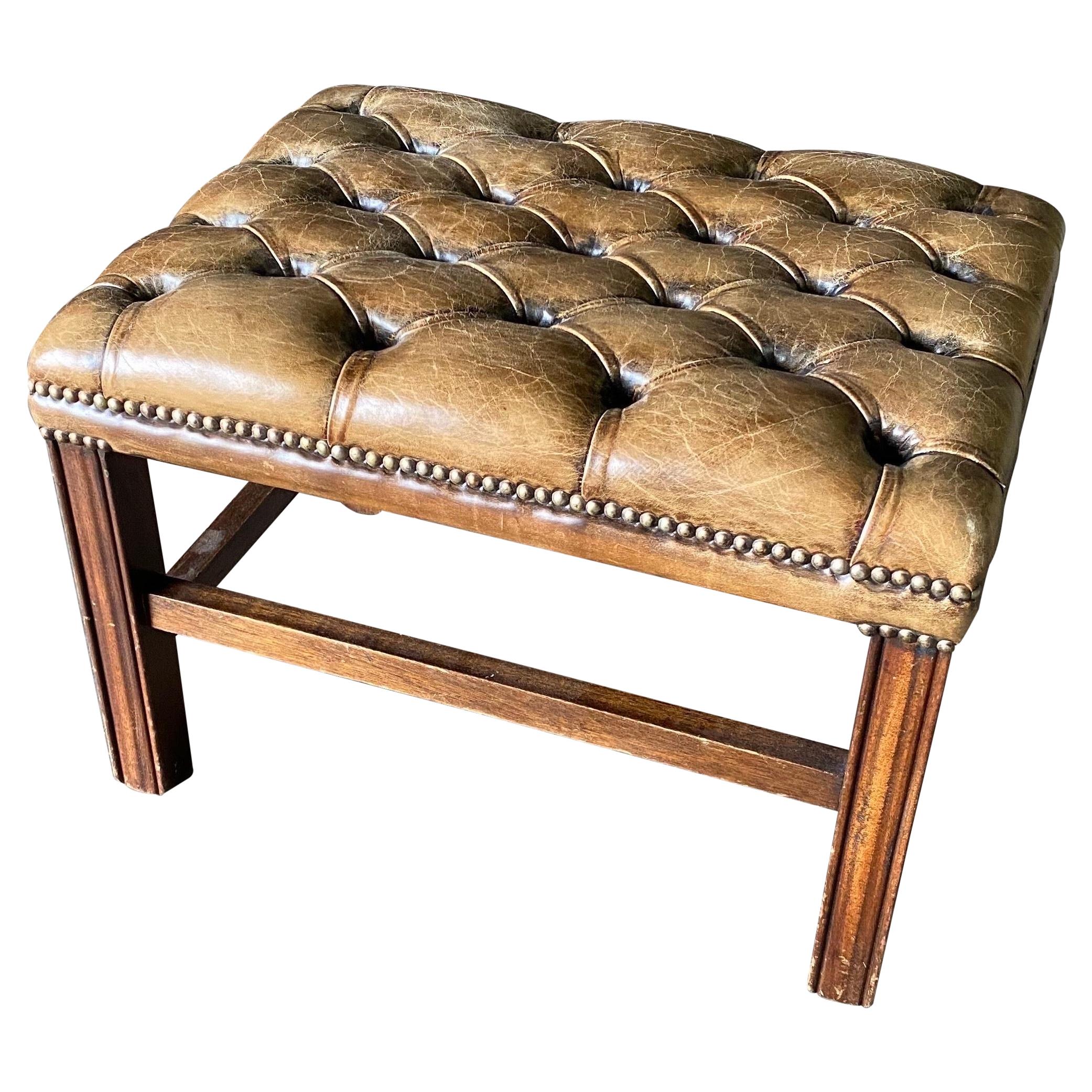 Tufted Leather Ottoman by Thomas Pheasant For Sale at 1stDibs