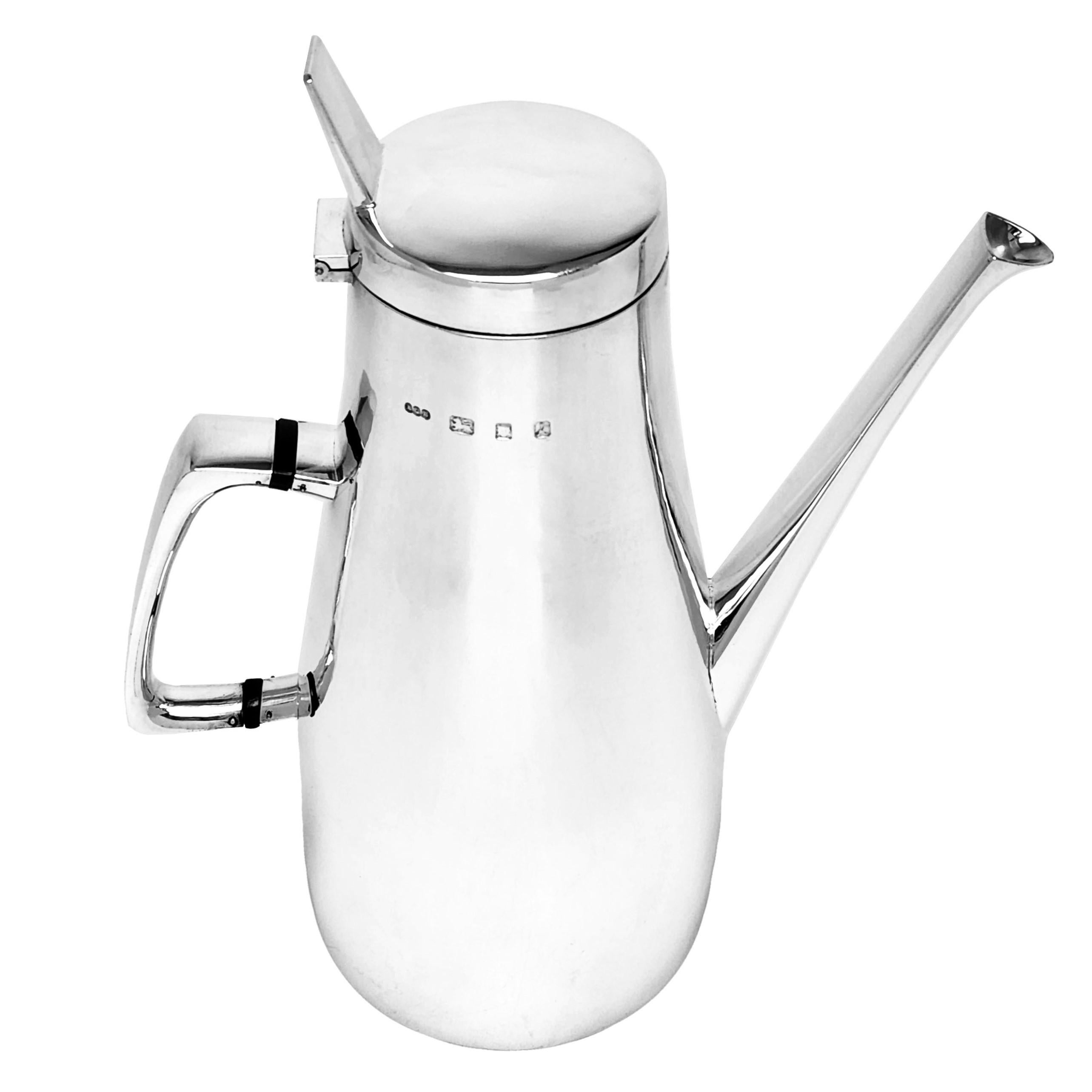Vintage Gerald Benney Sterling Silver Coffee Pot on Stand, 1965 In Good Condition For Sale In London, GB