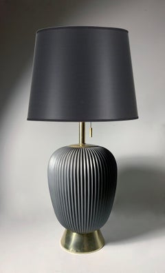 Vintage Gerald Thurston for Lightolier "Studio Porcelains" Dark Gray Table Lamp