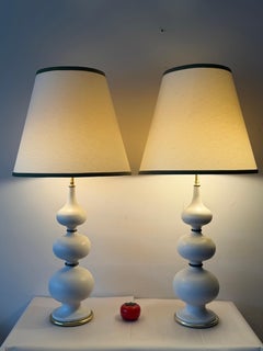 Vintage Gerald Thurston Lightolier Ceramic Gourd Lamps ca' 1950's Elegant