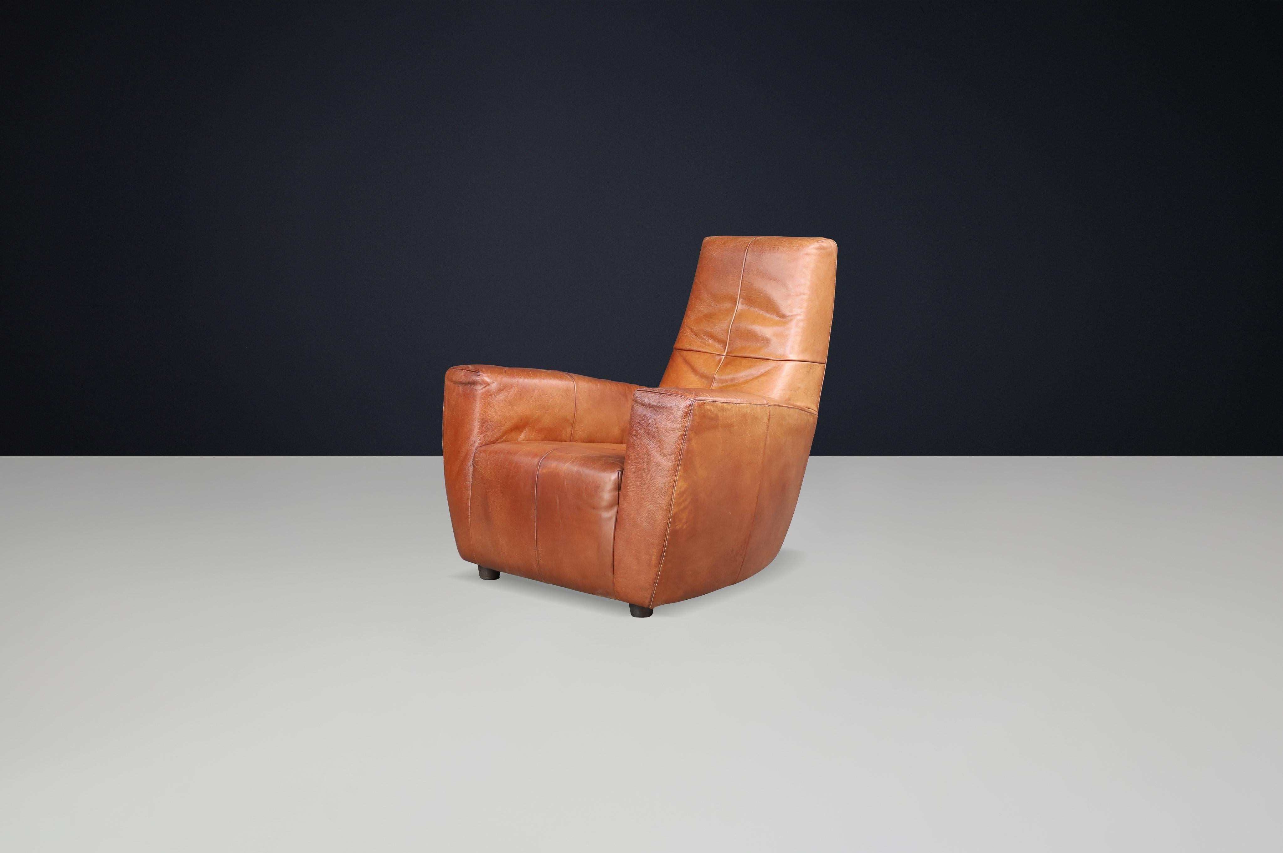 Moderno Sedia da salotto in pelle Gerard Van Den Berg d'epoca, Paesi Bassi, anni '70 in vendita
