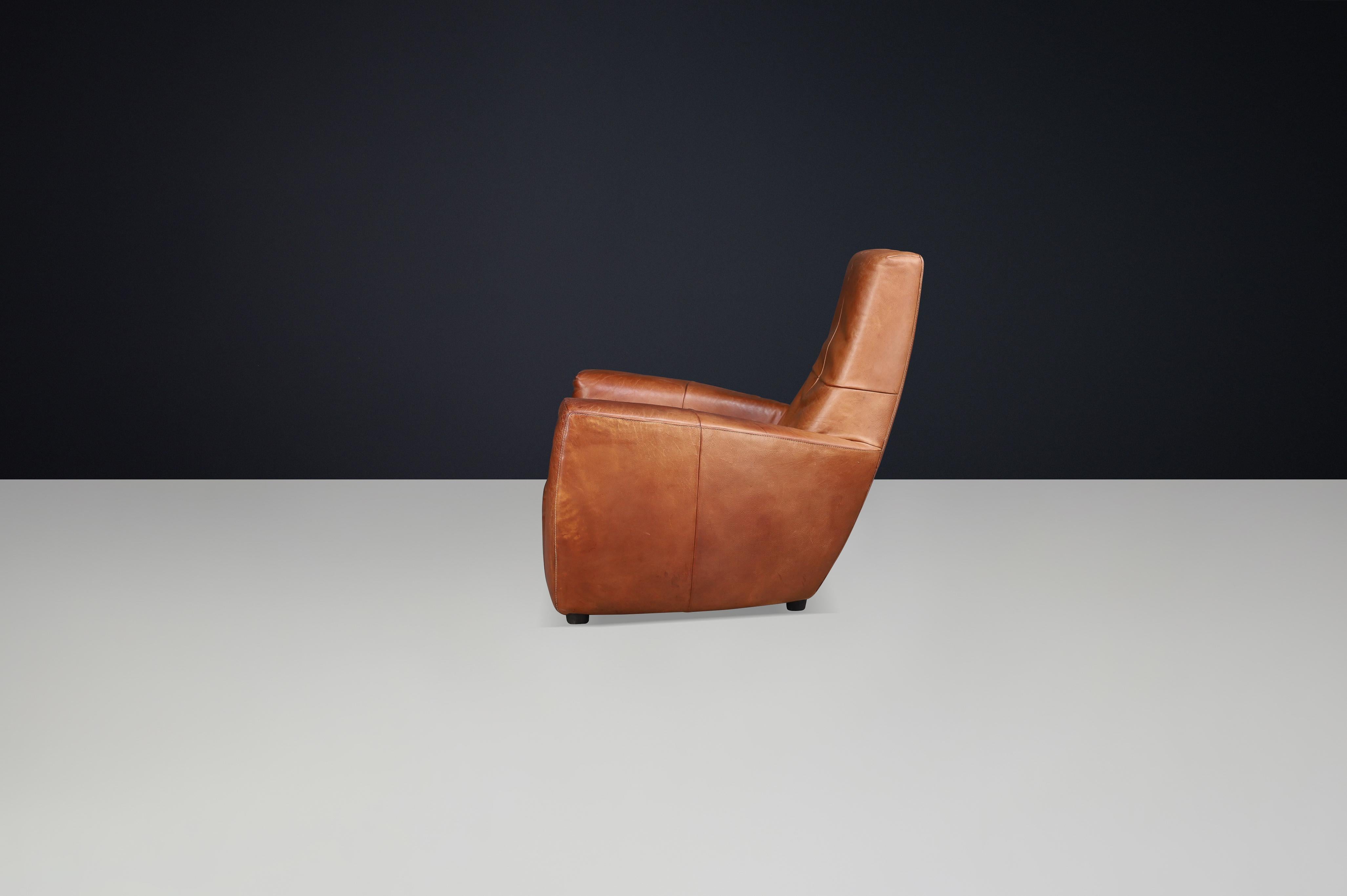 Olandese Sedia da salotto in pelle Gerard Van Den Berg d'epoca, Paesi Bassi, anni '70 in vendita