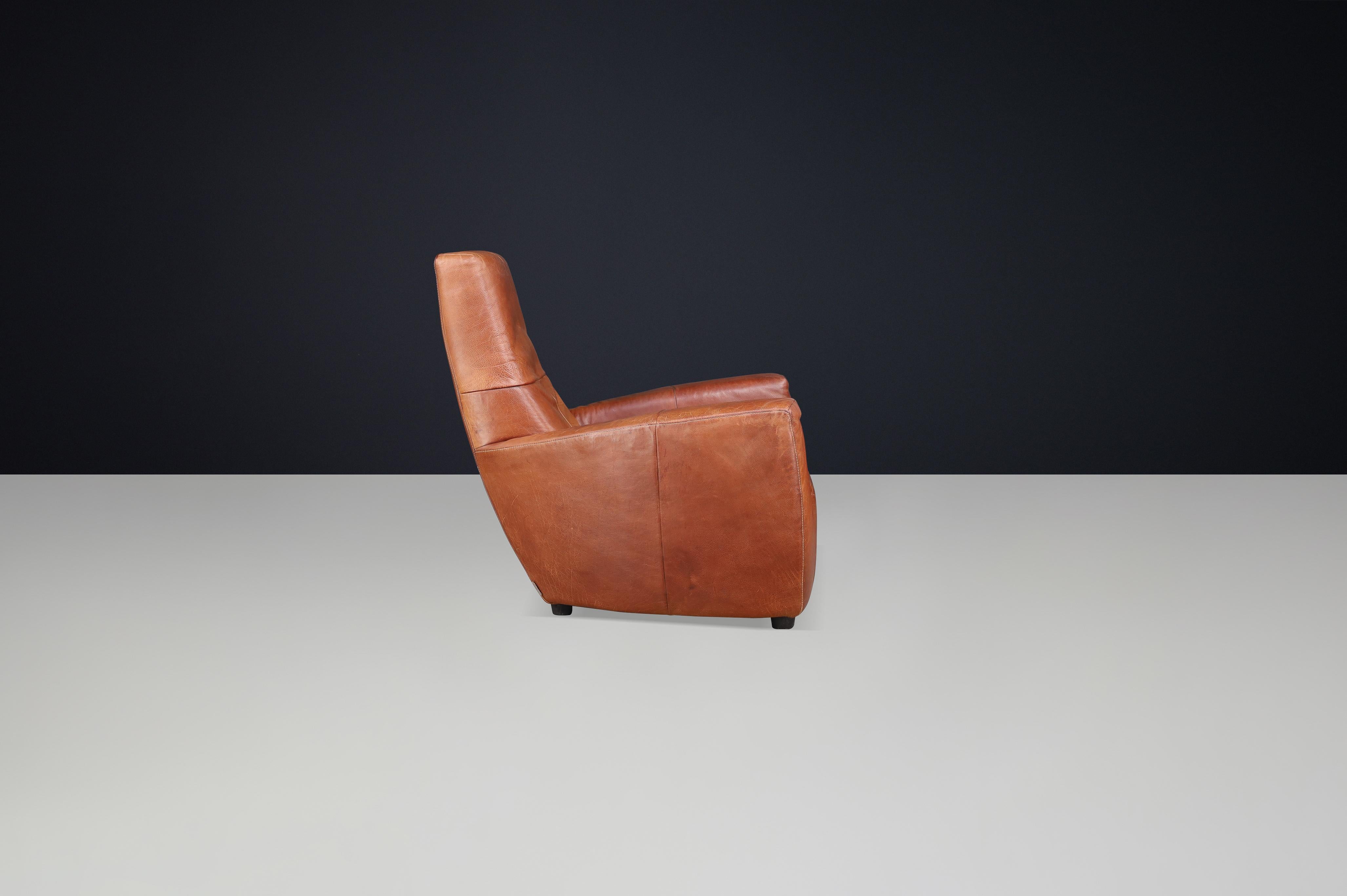 Sedia da salotto in pelle Gerard Van Den Berg d'epoca, Paesi Bassi, anni '70 In condizioni buone in vendita a Almelo, NL