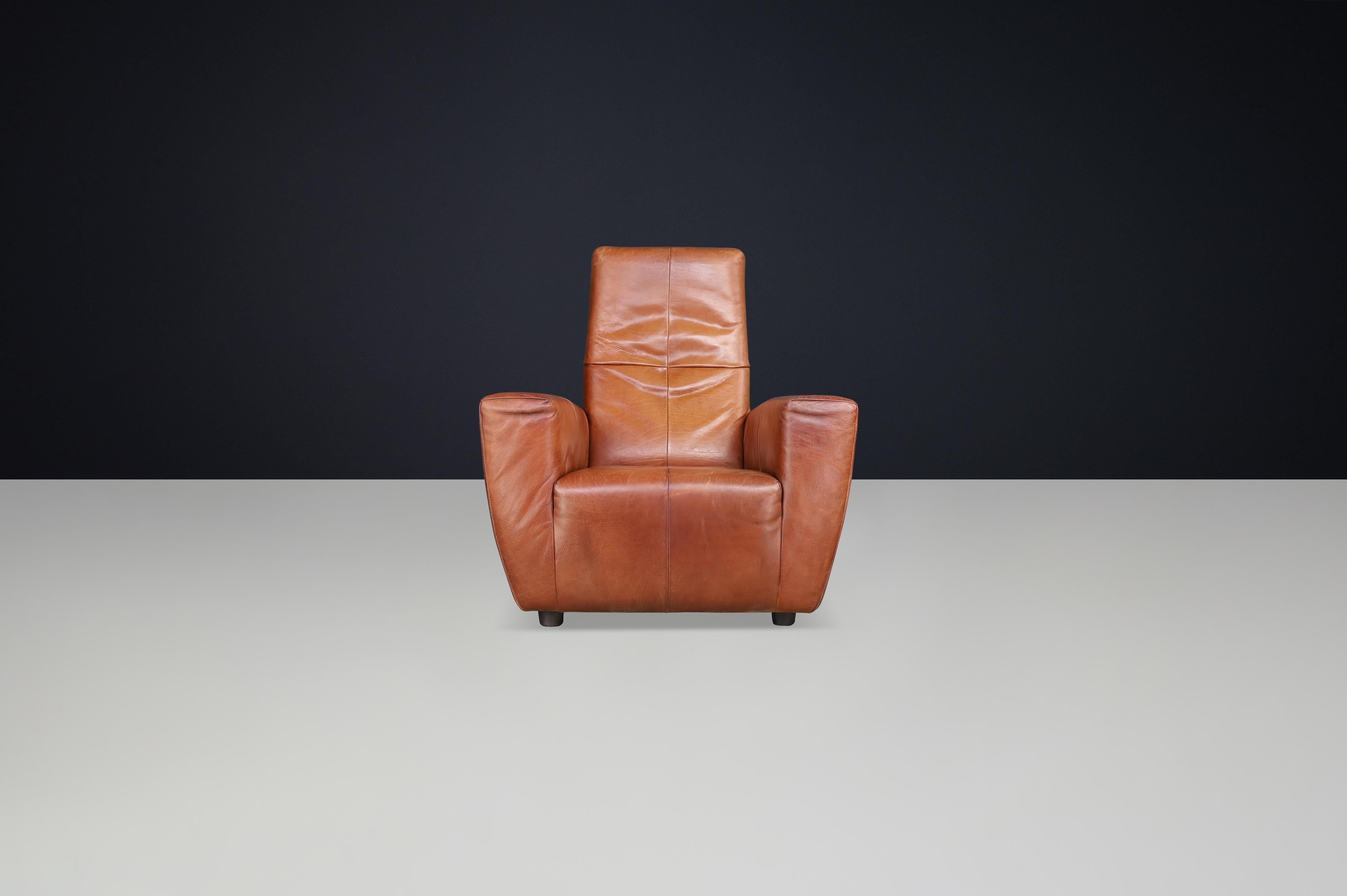 XX secolo Sedia da salotto in pelle Gerard Van Den Berg d'epoca, Paesi Bassi, anni '70 in vendita
