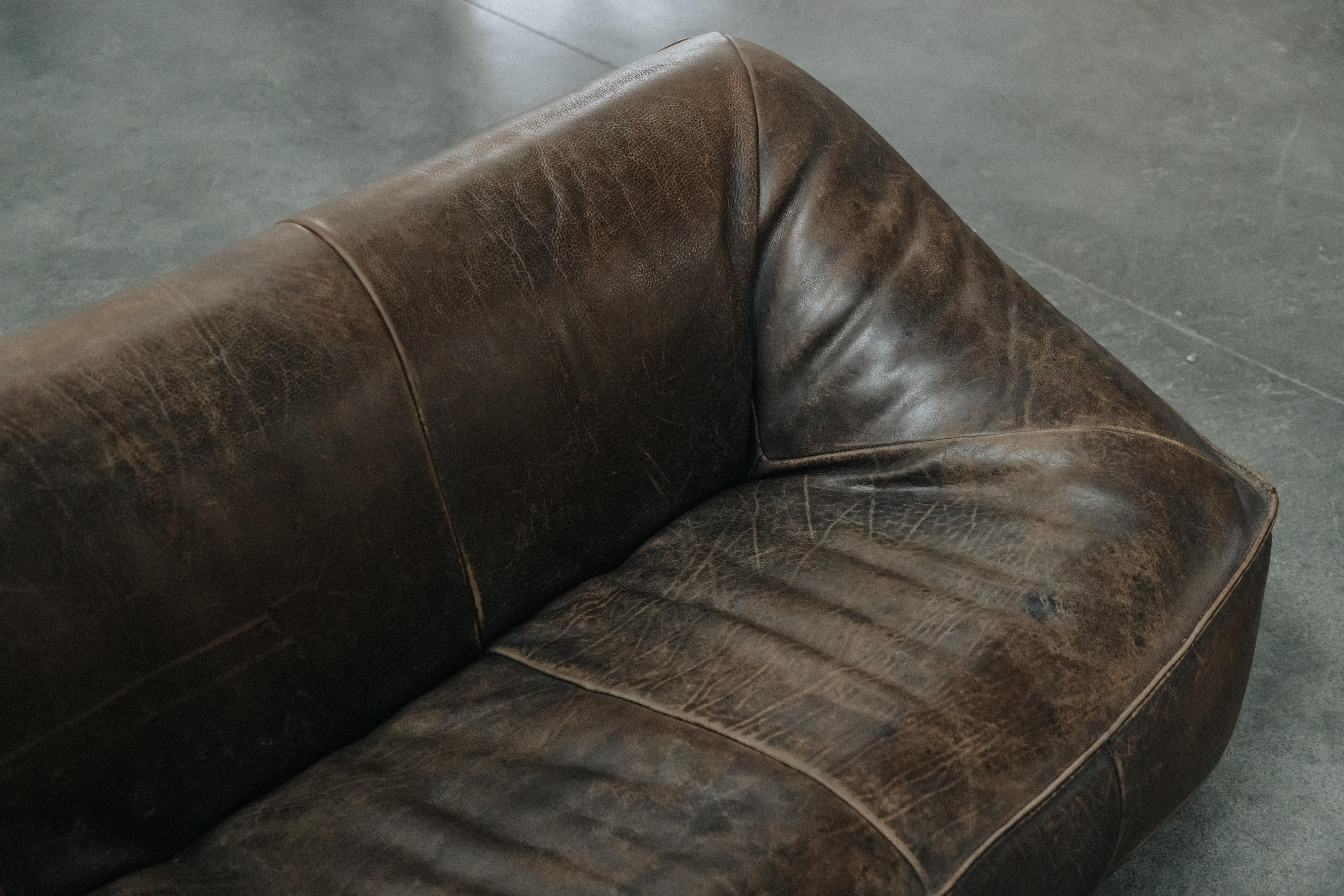 Leather Vintage Gerard Van Den Berg Sofa, Model Ringo, From The Netherlands, Circa 1970 For Sale
