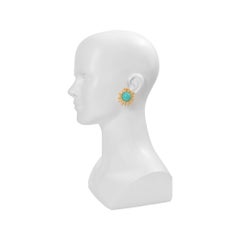Vintage Gerard Yosca Gold Tone Faux Turquoise Clip-On Earrings, 1980s