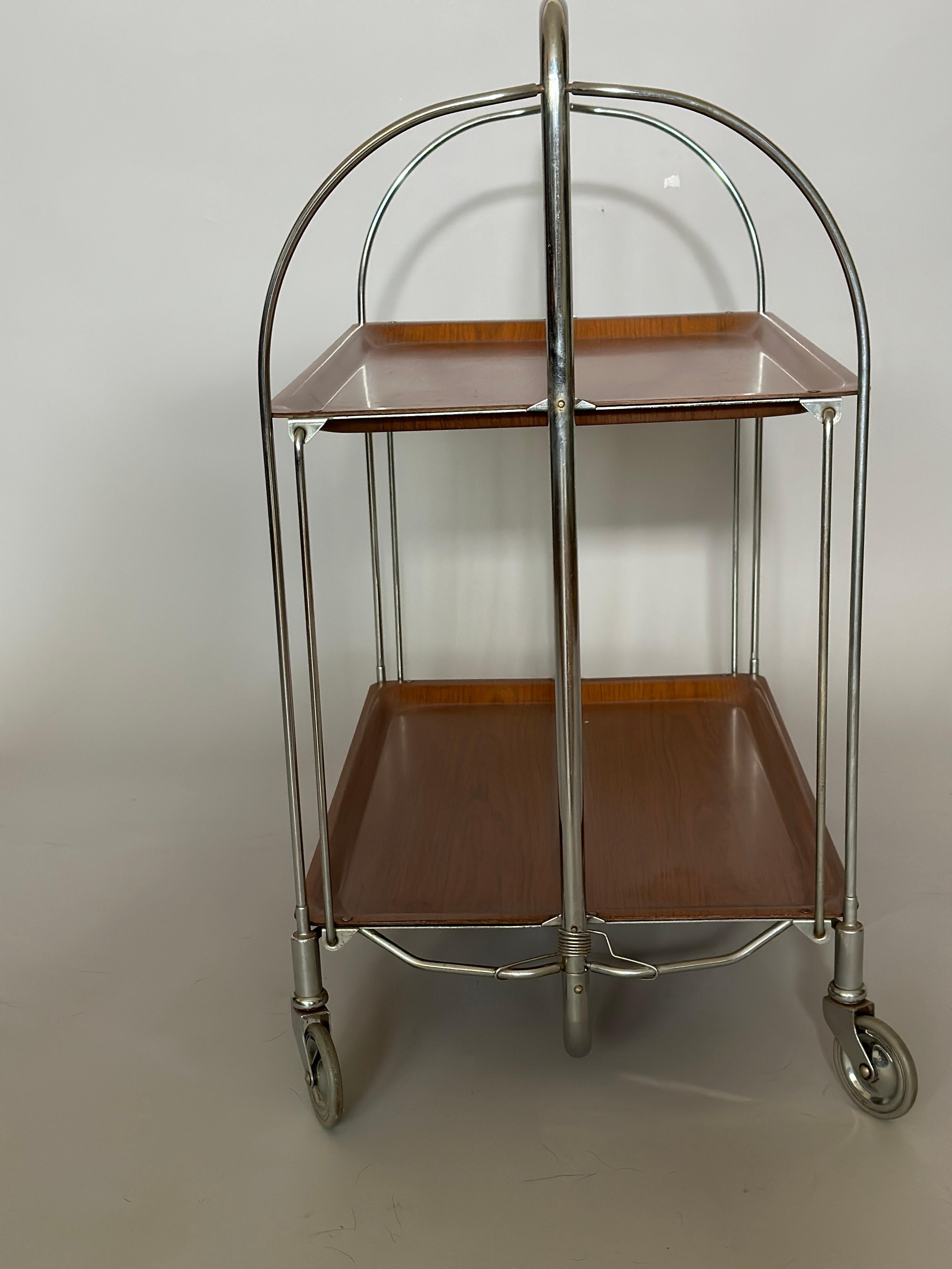 Mid-Century Modern Vintage Gerlinol Folding Bar Cart 1970s For Sale