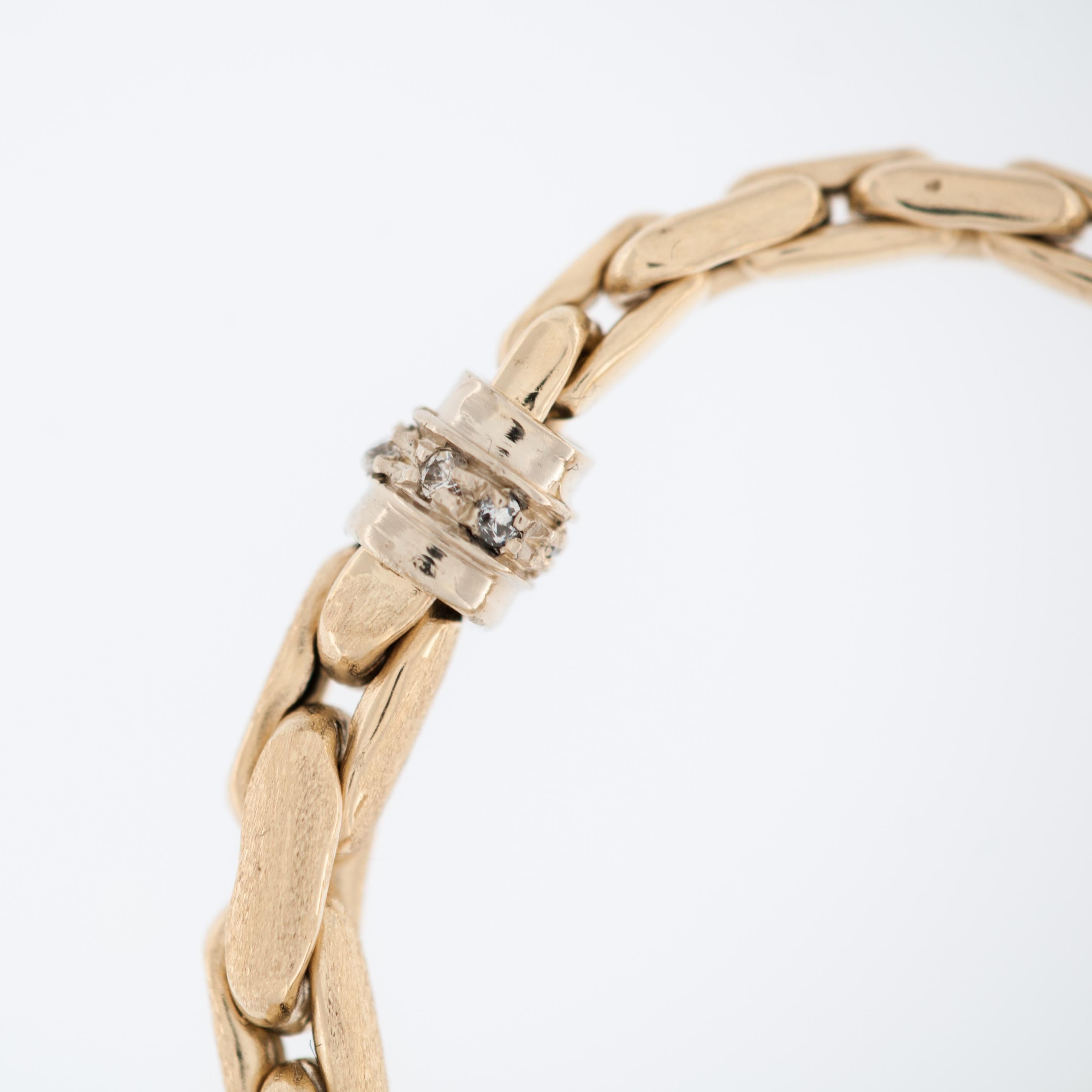 Brilliant Cut Vintage German 14kt Yellow and White Gold Bracelet with Diamonds For Sale