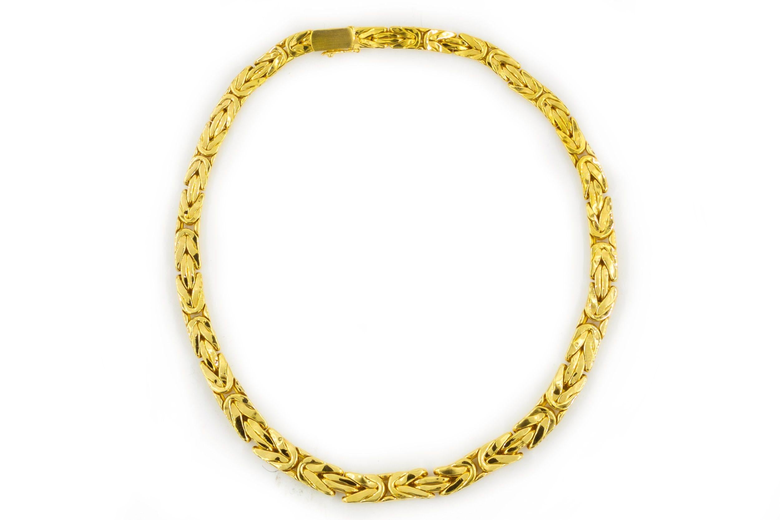 Vintage German 18k Yellow Gold Woven Byzantine Necklace, 15 1/2