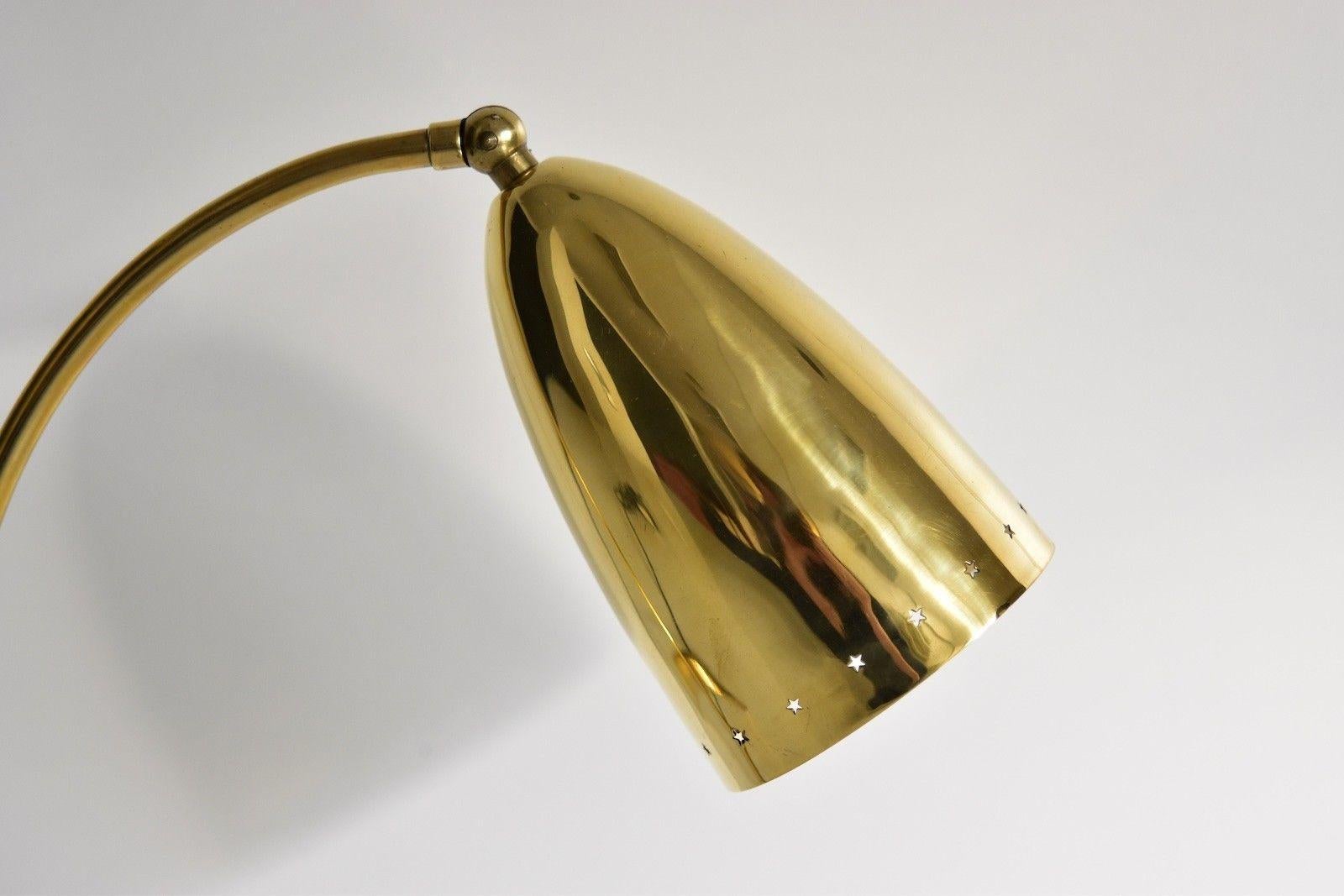 Mid-20th Century Vintage German 1950s Stilnovo Style Brass Table Lamp