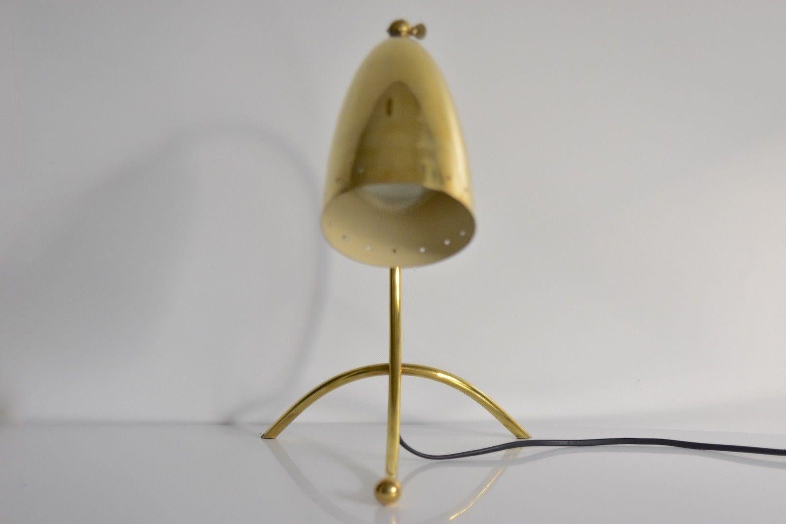Vintage German 1950s Stilnovo Style Brass Table Lamp 1