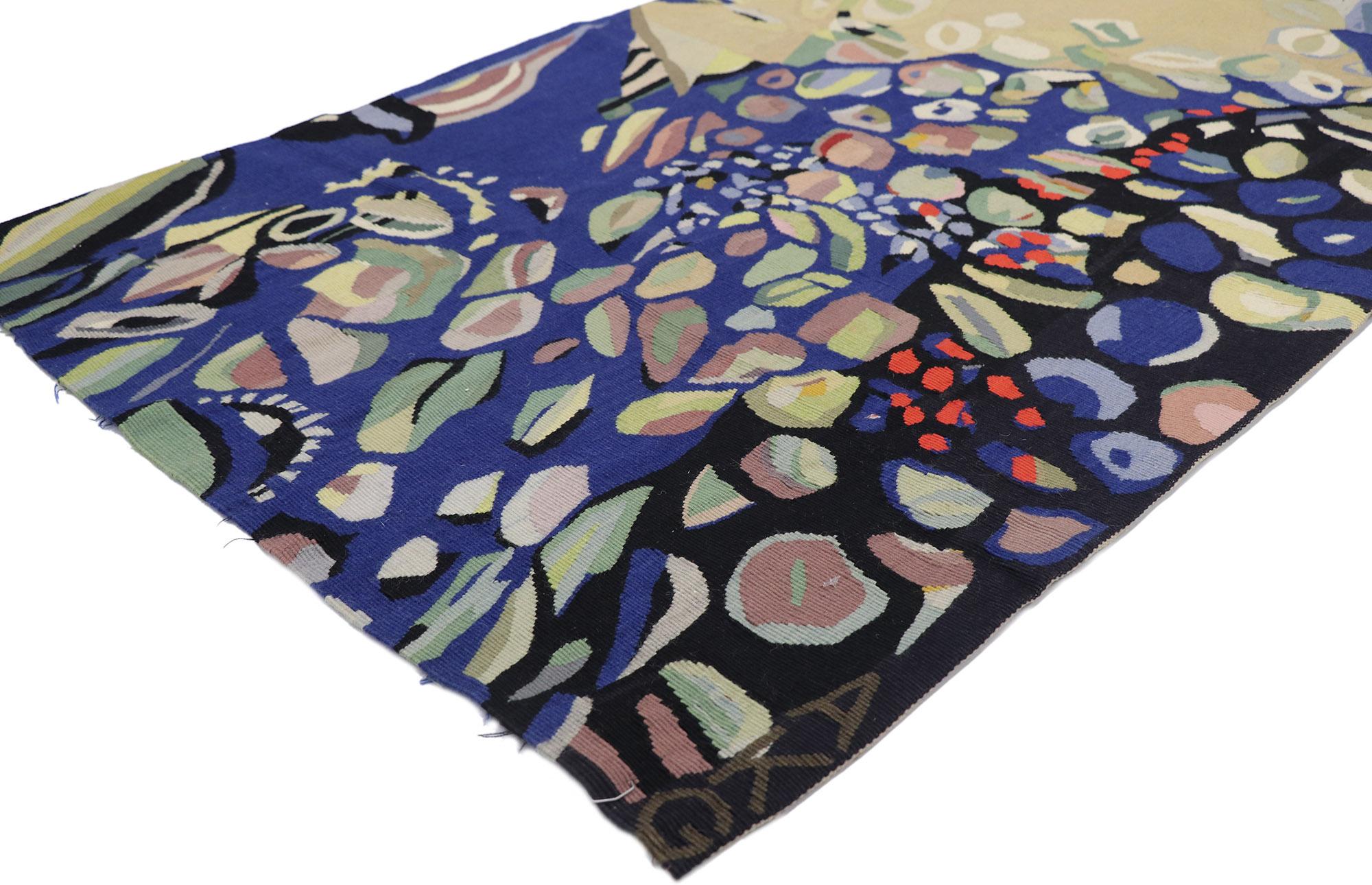 78098 Vintage German Alice Koch-Gierlichs Tapestry with Abstract Biomorphic Style 03'00 x 04'10. Showcasing a bold expressive design, incredible detail and texture, this hand woven wool Vintage German Alice Koch-Gierlichs tapestry is a captivating