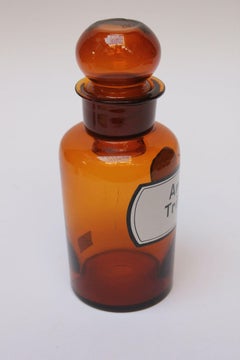 Vintage German Amber Glass "Amylum Tritici" Apothecary Bottle