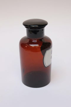 Vintage German Amber Glass "Gummi Arabicum" Apothecary Bottle