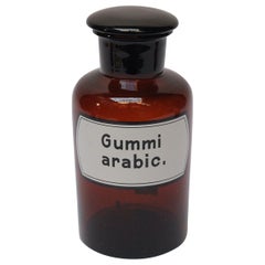 Vintage German Amber Glass "Gummi Arabicum" Apothecary Bottle