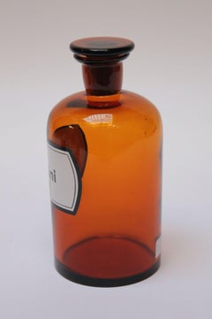 Vintage German Amber Glass "Ol. Vaselini" Apothecary Bottle