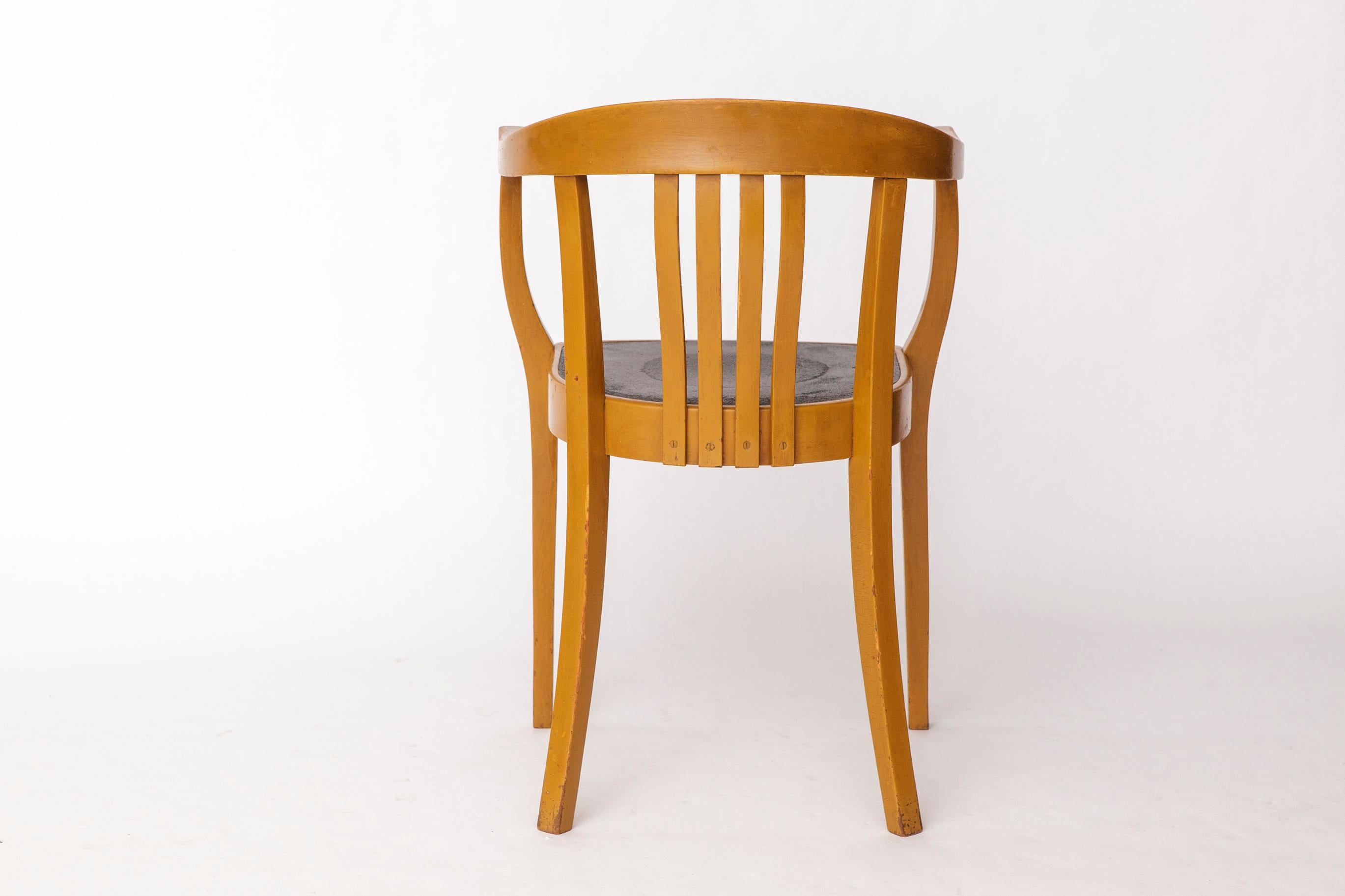 Faggio Poltrona tedesca d'epoca - Anni '50 - Giallo senape e verde - Stile metà secolo in vendita