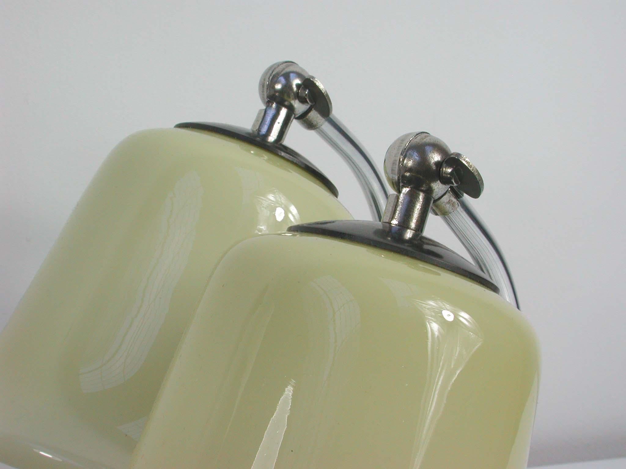 Vintage German Art Deco Bauhaus Marble, Chrome and Glass Table Lamps, 1930s In Good Condition In NUEMBRECHT, NRW