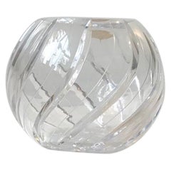 Vase boule allemand vintage en cristal au plomb taillé, années 1950