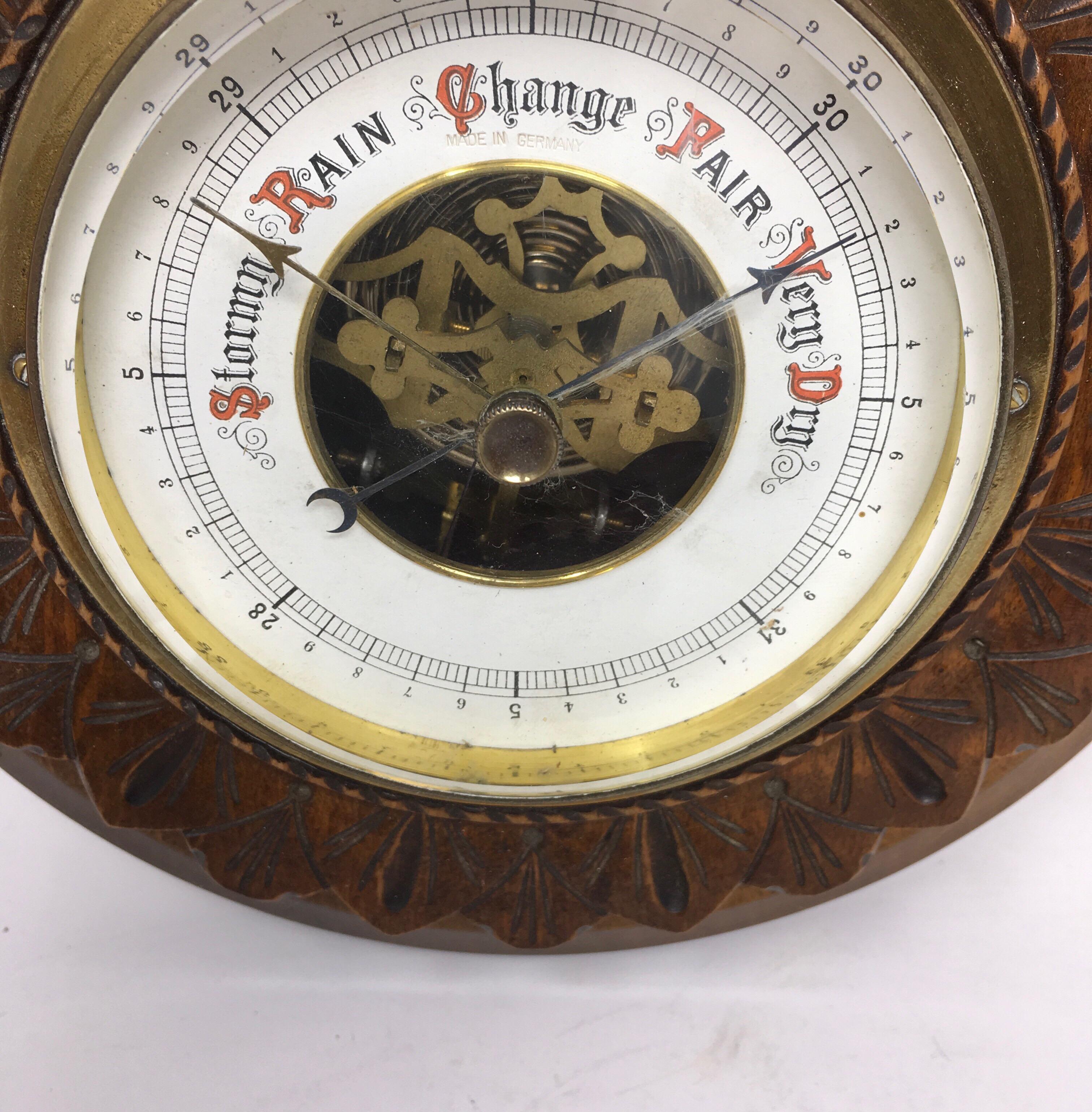 Carved Vintage German Barometer