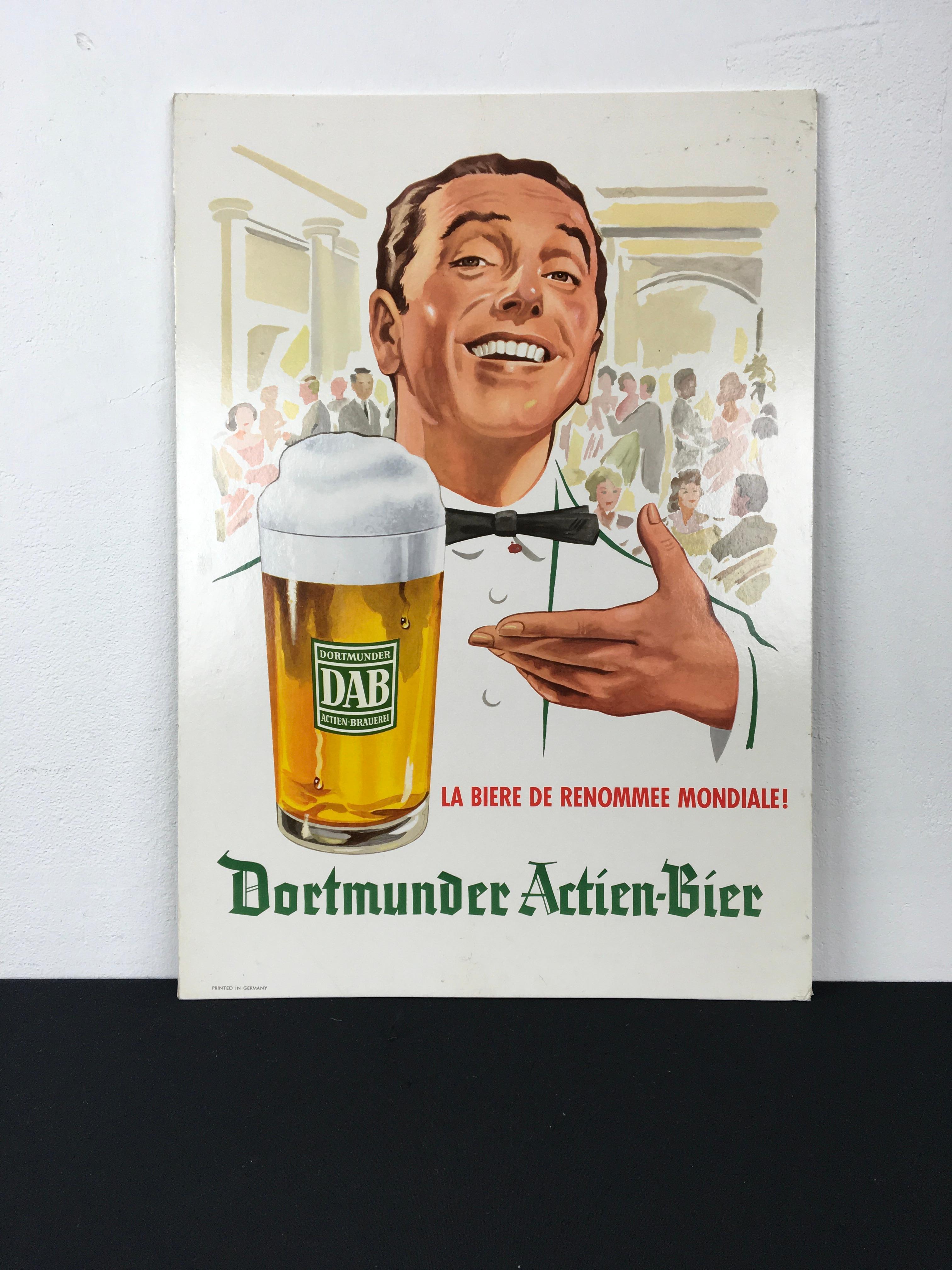 Panneau de bière allemand vintage avec serveur  en vente 10