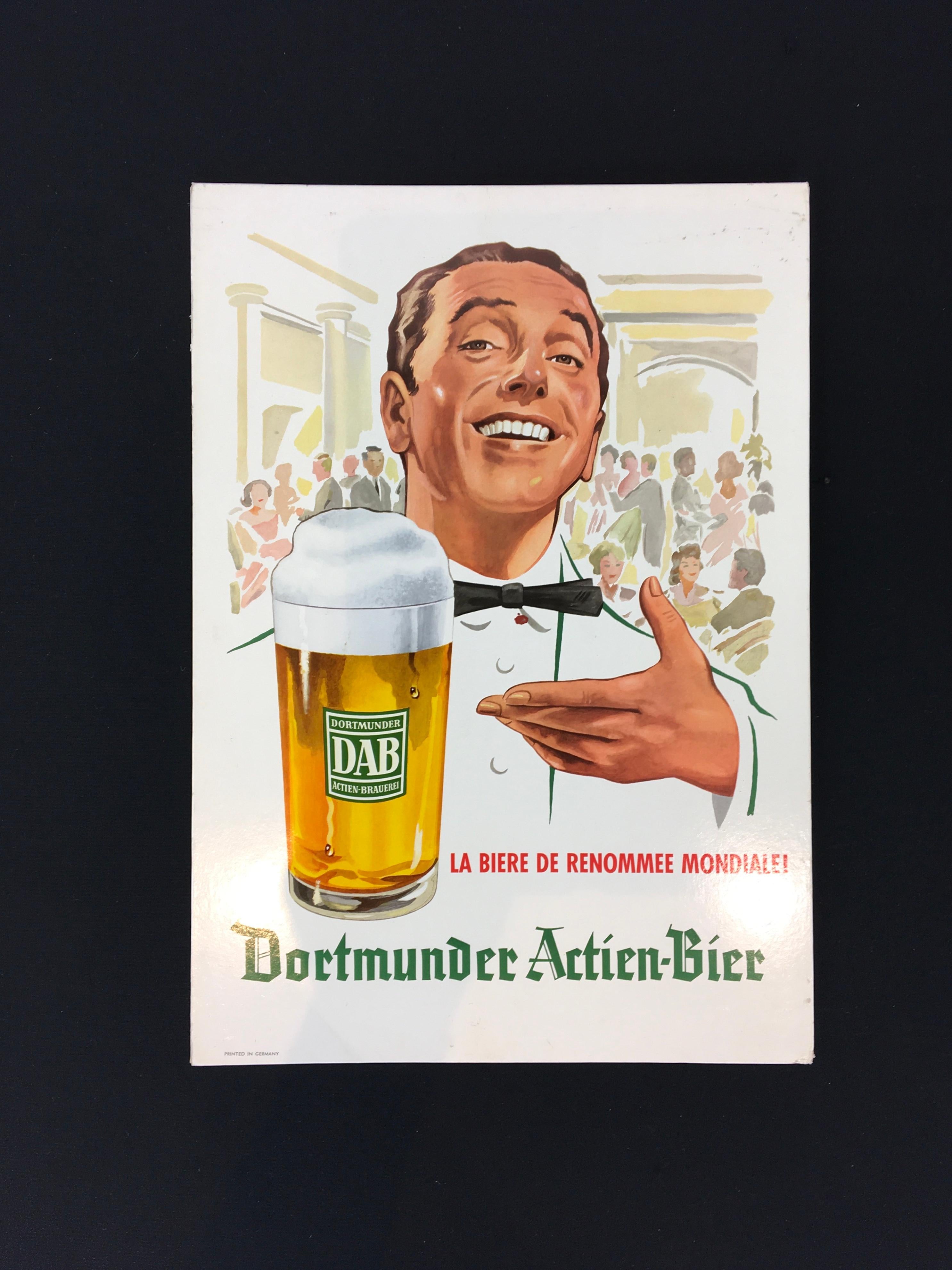 Modern Vintage German Beer Sign with Waiter  For Sale