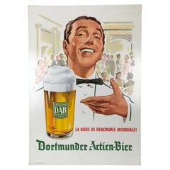 Vintage German Beer Sign with Waiter 
