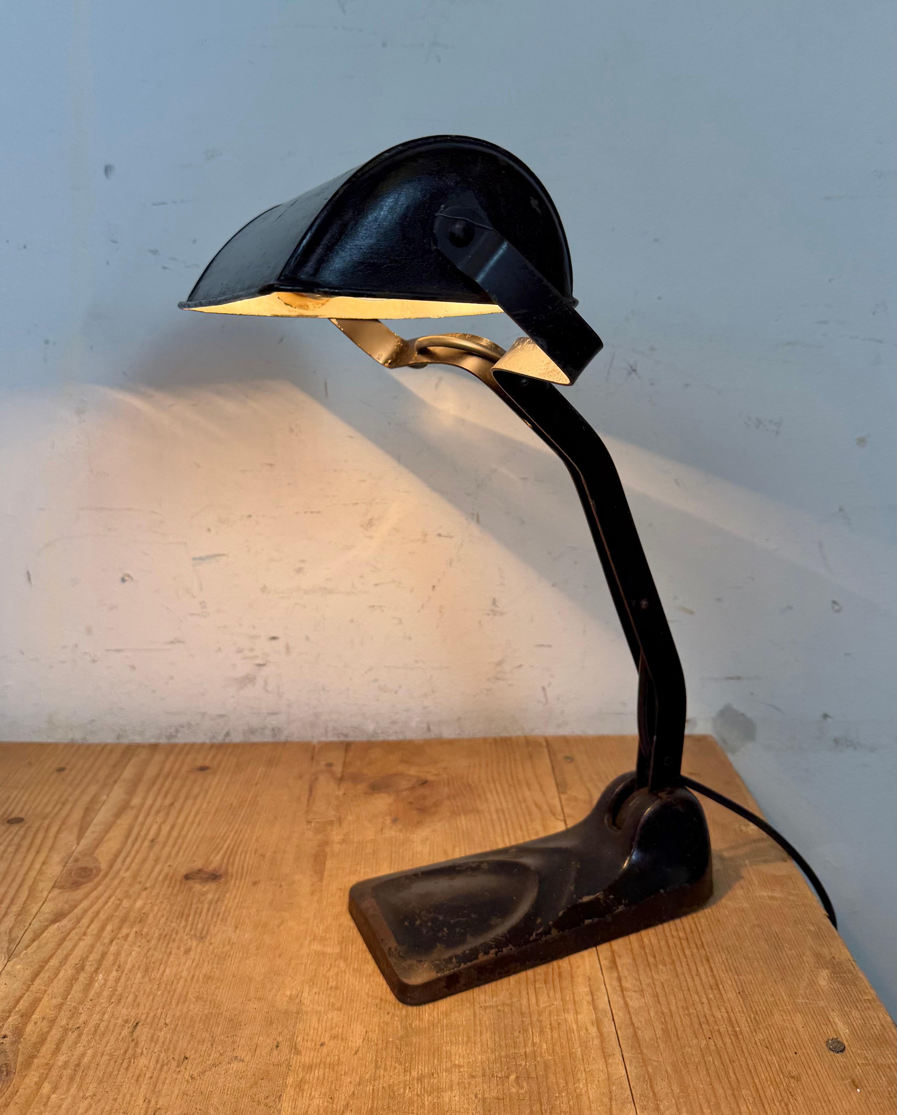 Vintage German Black Bank Lamp, 1930s en venta 6