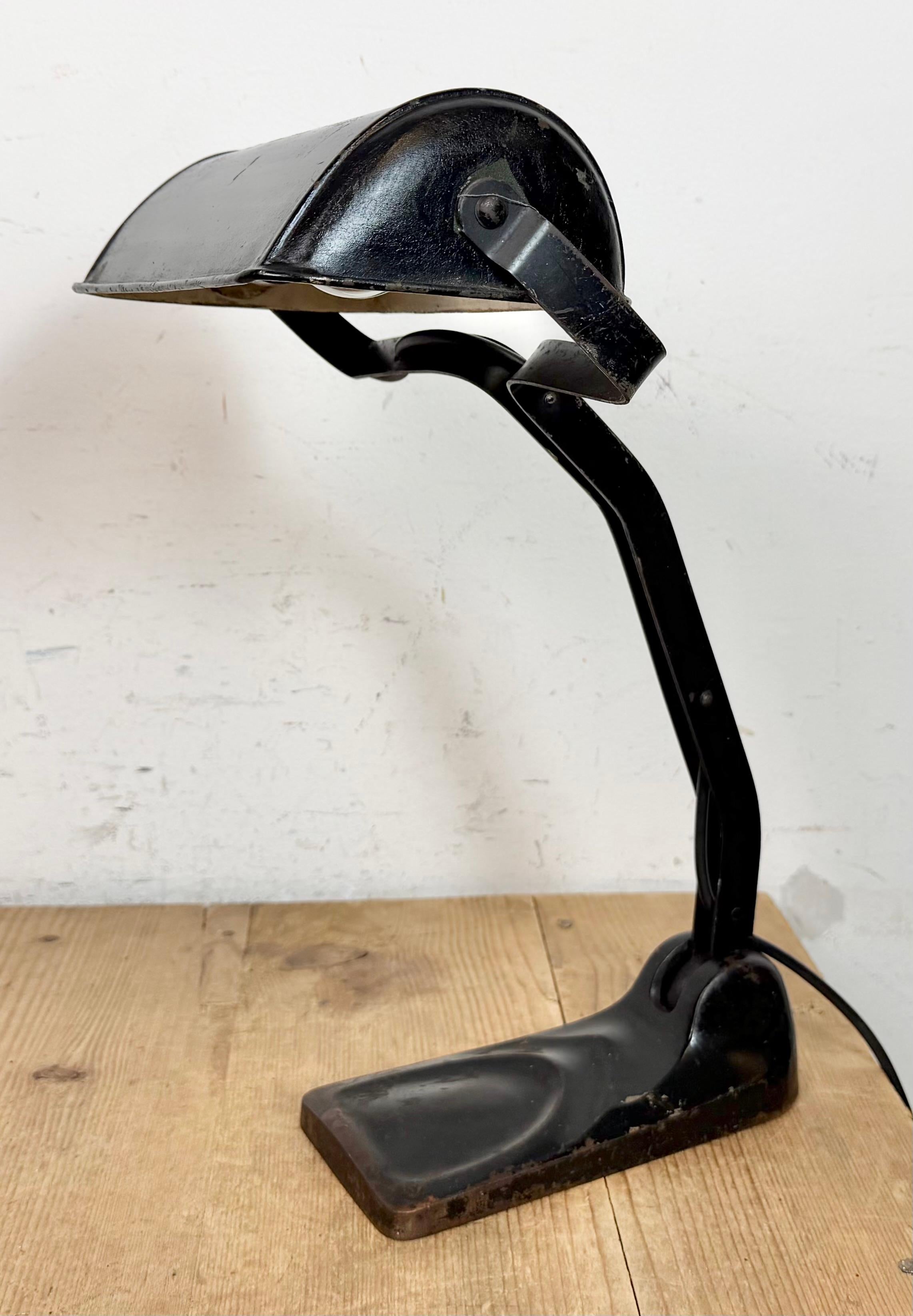 Vintage German Black Bank Lamp, 1930s Bauhaus en venta