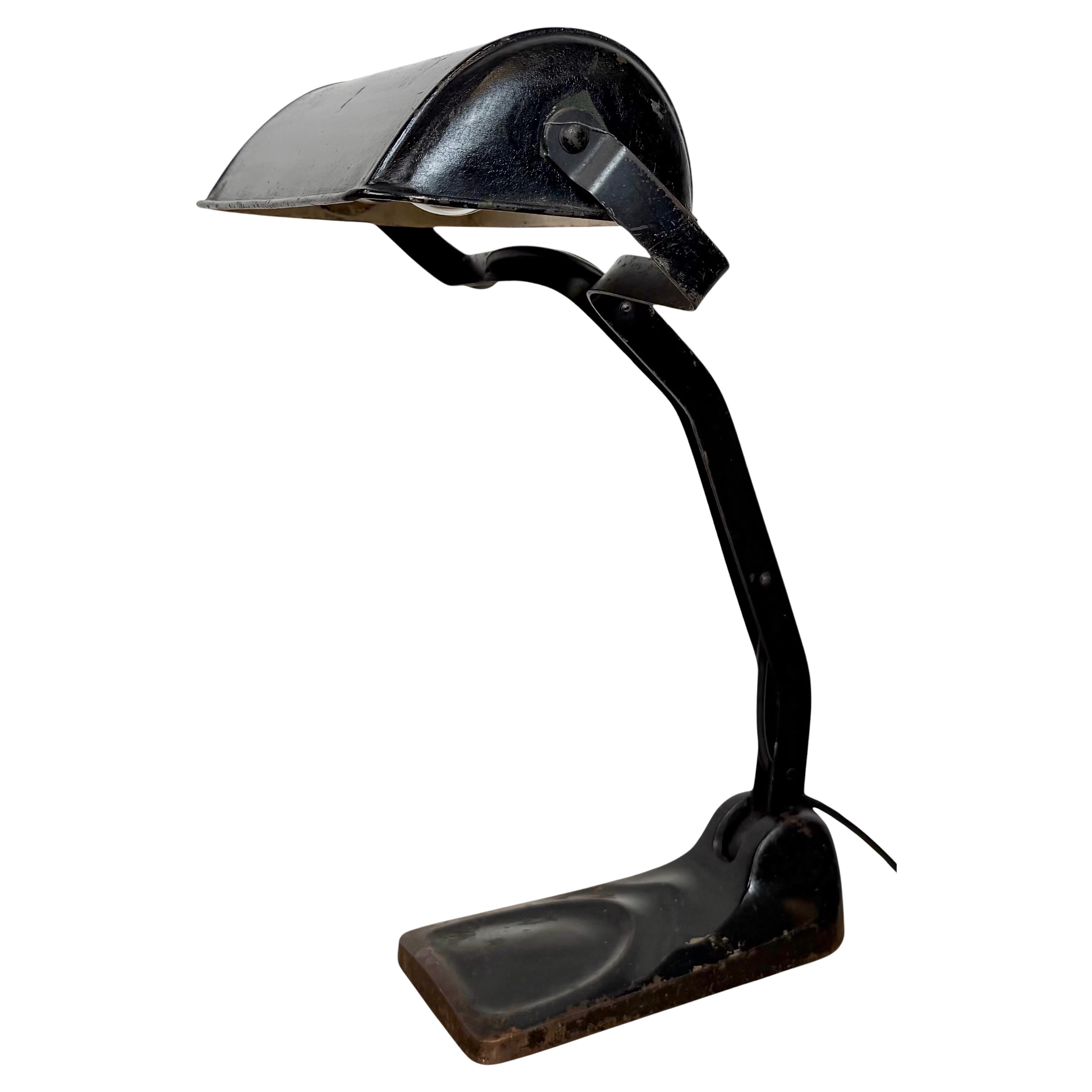 Vintage German Black Bank Lamp, 1930s