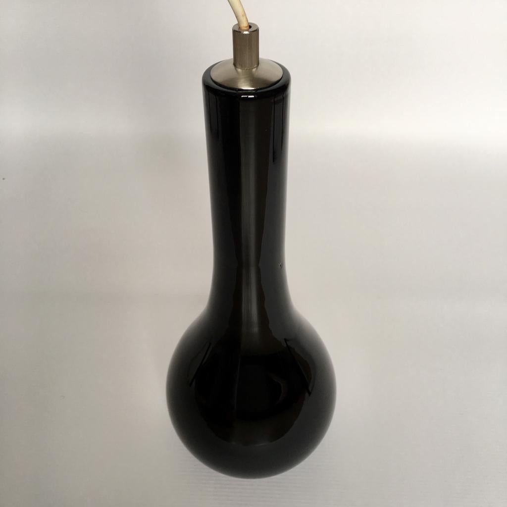 Vintage German Black Glass Pendant Lighting, 1970s In Good Condition In Riga, Latvia